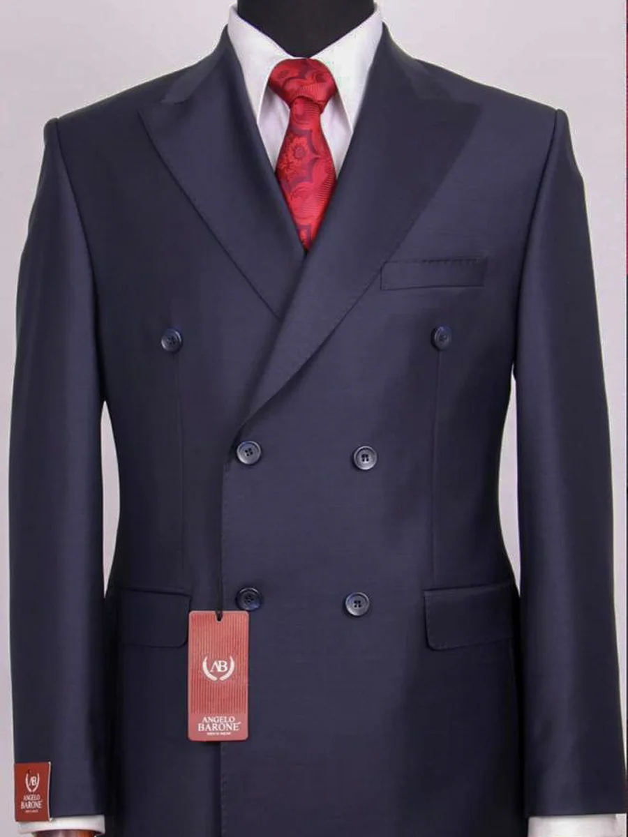 Midnight navy double-breasted wool suit — Angelo Barone