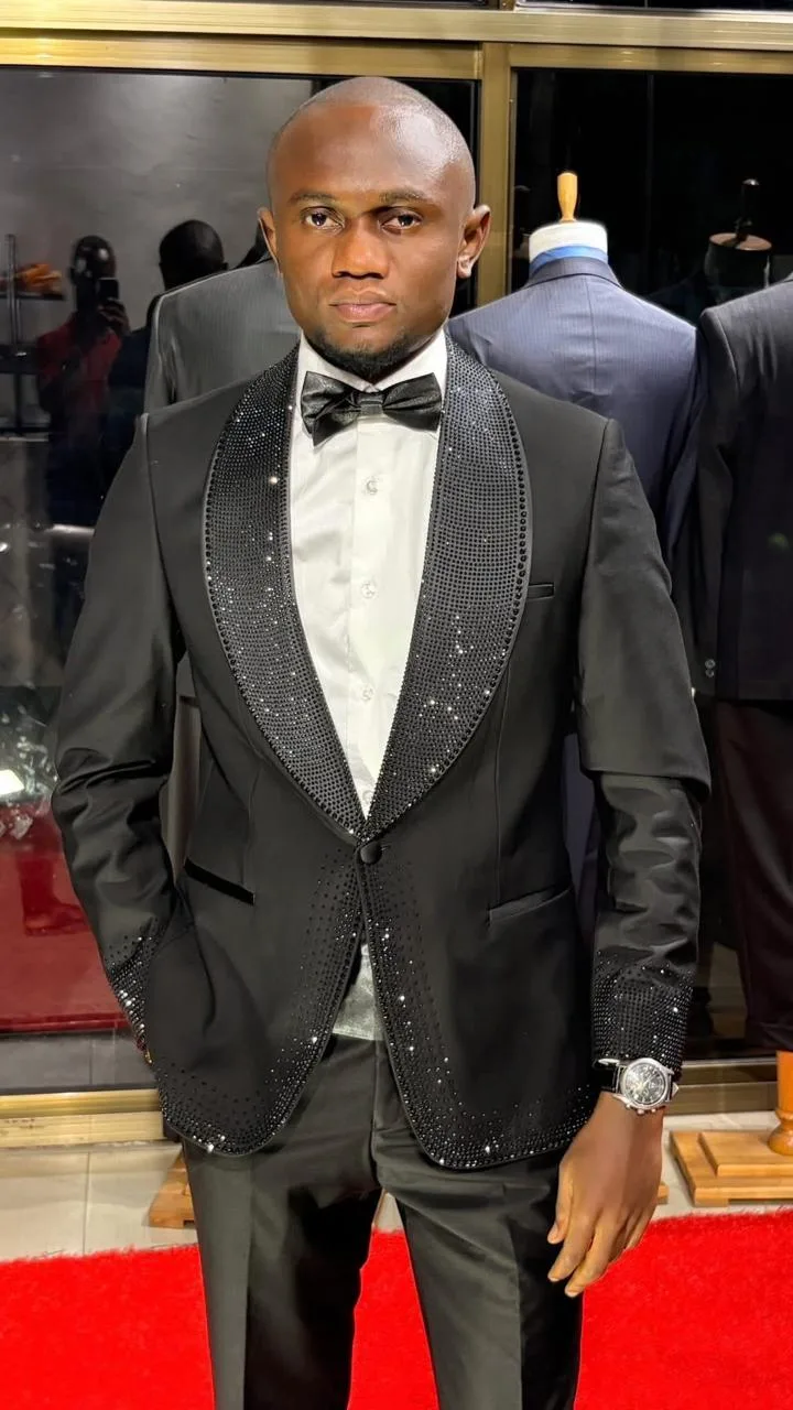 Black Crystal Lapel Slim Fit suit — Glory Room Boutique Pretoria