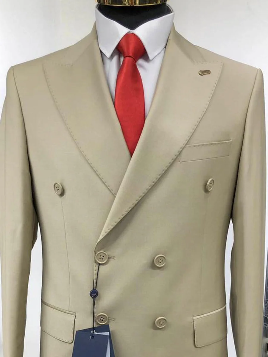 Cream double-breasted suit — Just Pascoli Paris